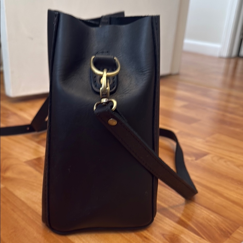 Portland Leather Black Crossbody Bucket Bag